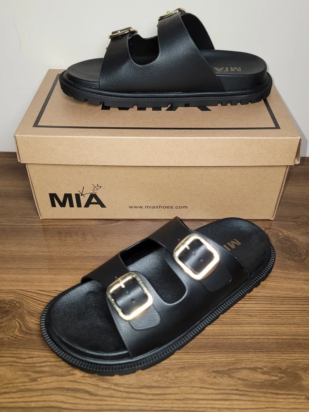 MIA Kids Girls Elodee Too Black Sandals - Size 2 Little Kid